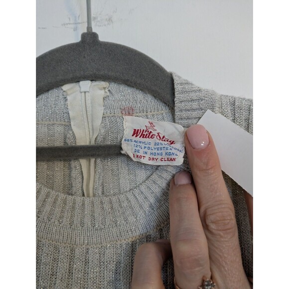 Vintage White Stag Silver Pant Set Sweater Top and Bottom Size XS - Picture 2 of 3